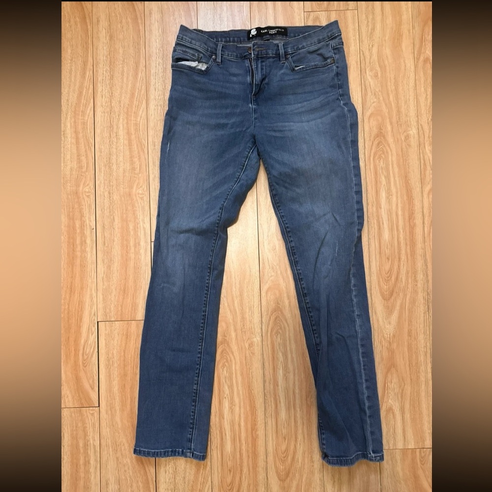 Karl Lagerfeld Women's Straight Leg Blue Jeans